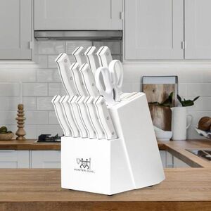 HUNTER DUAL Knife Set 15 Piece Kitchen Knife Set with Block Self Sharpening
